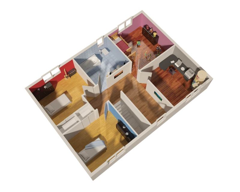 Maison familiale modèle Tango plan 3D étage