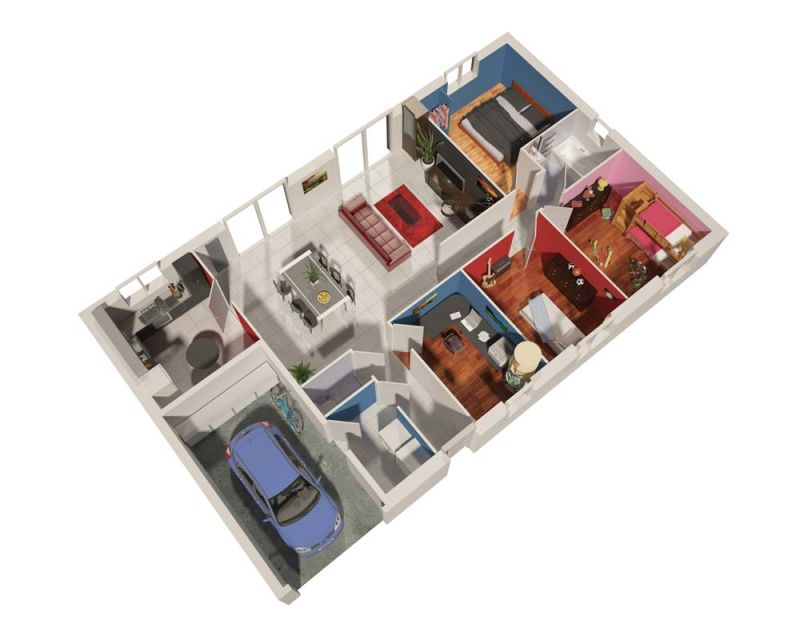 Maison modèle Bachata plan 3D plain-pied