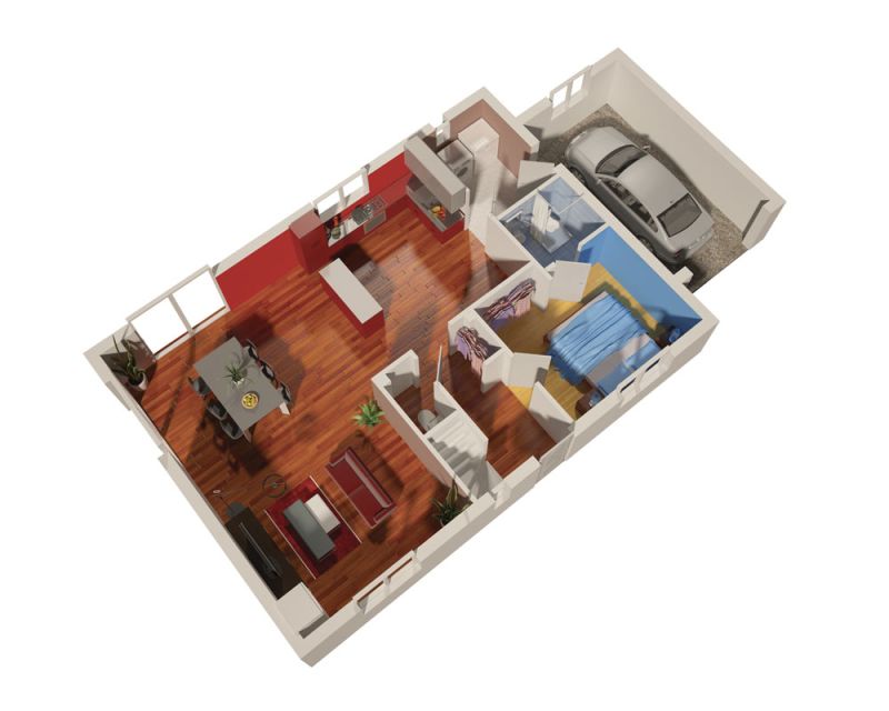 Maison familiale modèle Tango plan 3D rez-de-chaussée